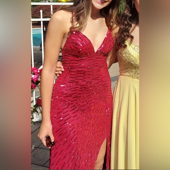 Jules & Cleo Prom Dress Red sparkly Size 0 - Picture 6 of 6